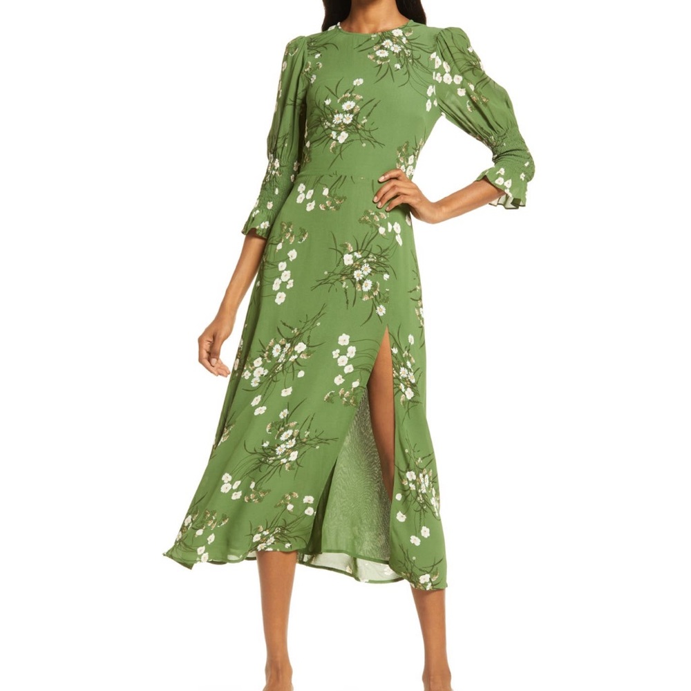 Reformation 3/4 sleeve Carolena midi dress NWT